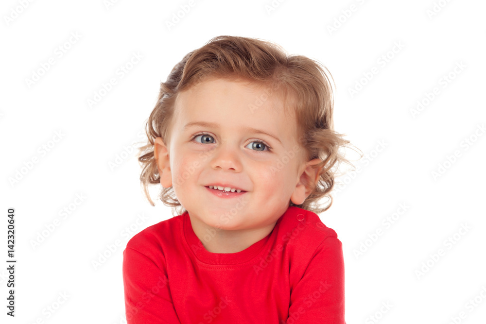 Adorable baby with curly hair isolated Adorable baby with curly hair isolated