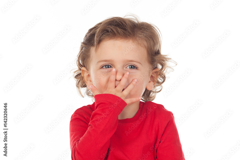 Surprised baby with blue eyes isolated on a white background Surprised baby with blue eyes isolated on a white background
