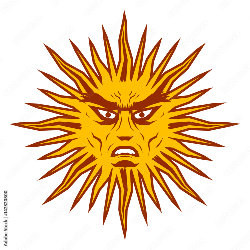 sun vector with cruel face