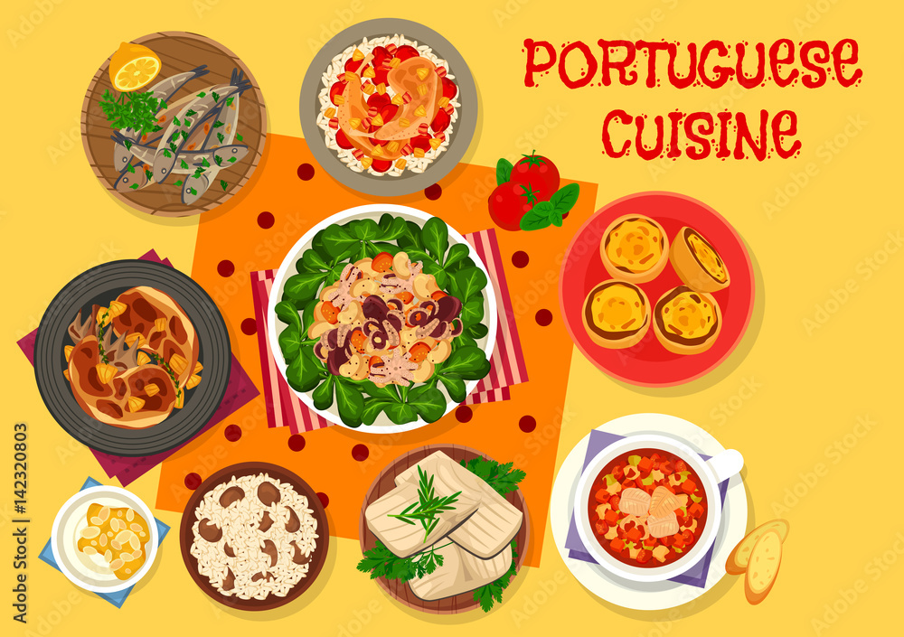 Portuguese cuisine lunch icon for menu design Portuguese cuisine lunch icon for menu design