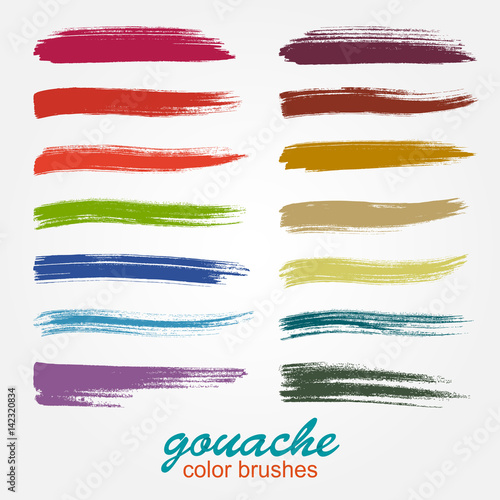 A set of vector brushstrokes. Gouache pastel. Grunge texture. A high resolution. Brushes are stored in the palette. Designed for registration of various design projects: posters, banners. 