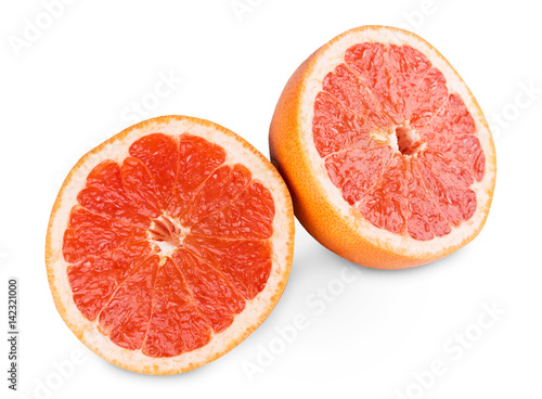 Fresh grapefruit citrus fruit closeup isolated on white background