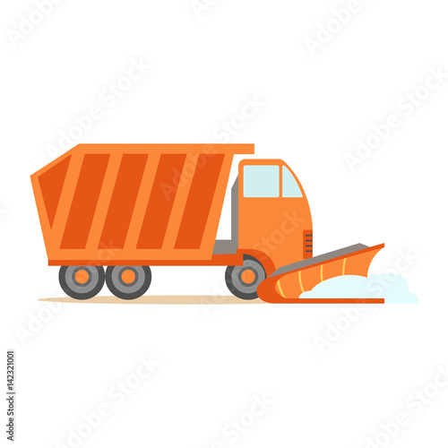 Heavy Truck With Empty Trailer , Part Of Roadworks And Construction Site Series Of Vector Illustrations