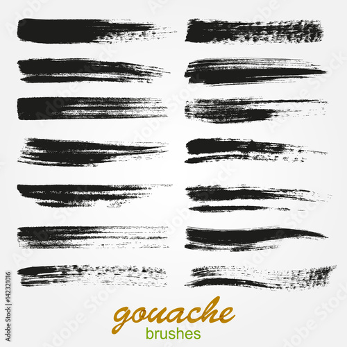 Set of vector grunge brushes created with gouache. A high resolution. Brushes are stored in the palette. Designed for registration of various design projects: posters, stickers, banners.
