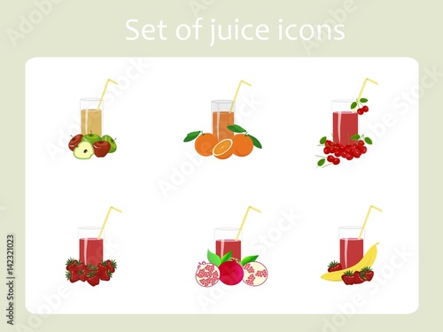 Set of juice painting icons stock vecktor illustration
