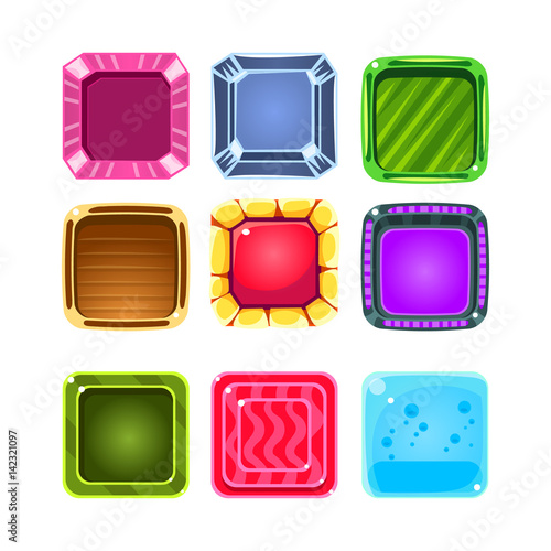 Colorful Gems Flash Game Element Templates Design Collection With Colorful Square Candy For Three In The Row Type Of Video Game