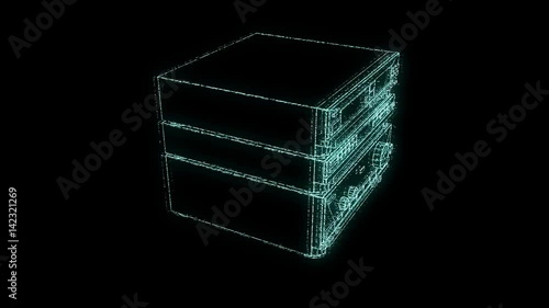 3D HIFI System in Wireframe Hologram Style. Nice 3D Rendering
