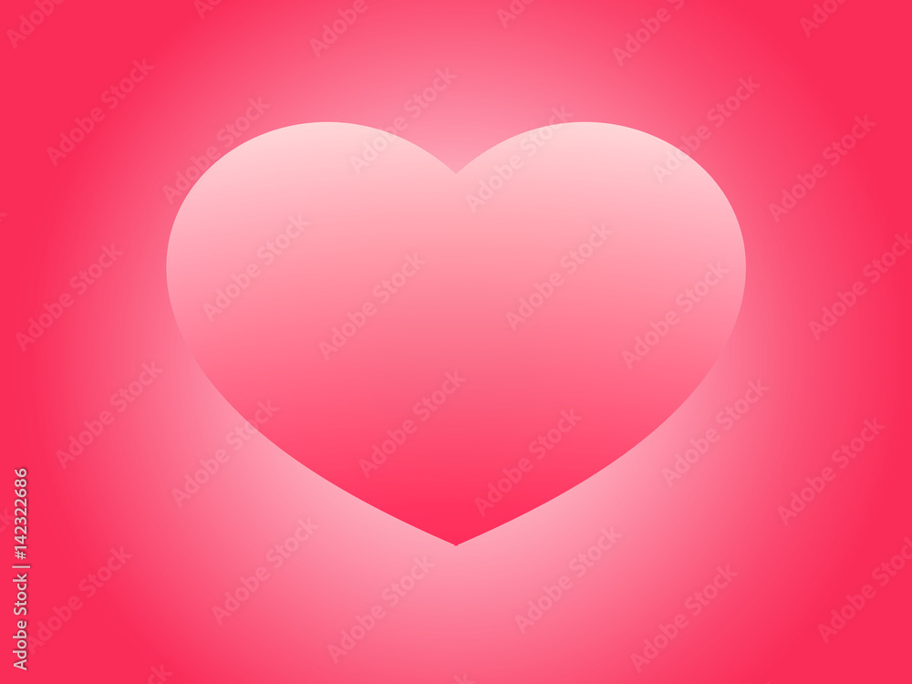 Illustrated puffed heart with pink radial background