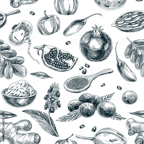 Vector hand drawn superfood Illustration.