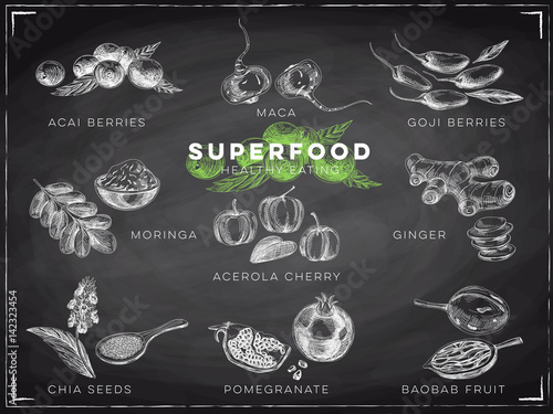 Vector hand drawn superfood Illustration.