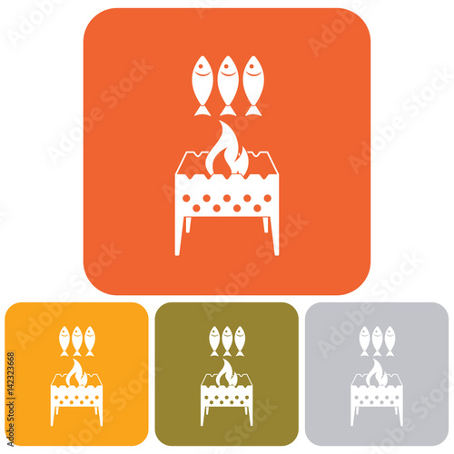 Grilled fish icon. Vector illustration