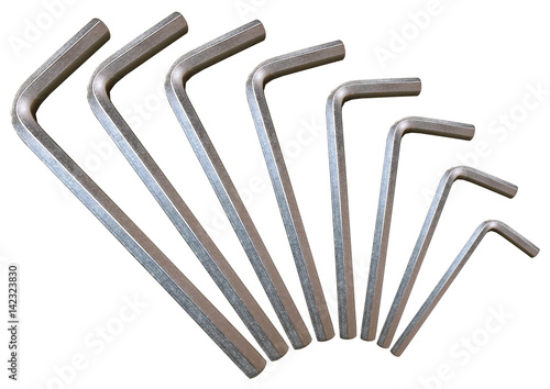 Hex Key Silver Set Arc Isolated