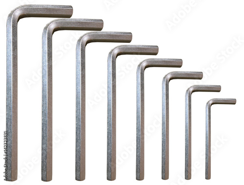 Hex Key Silver Set Isolated