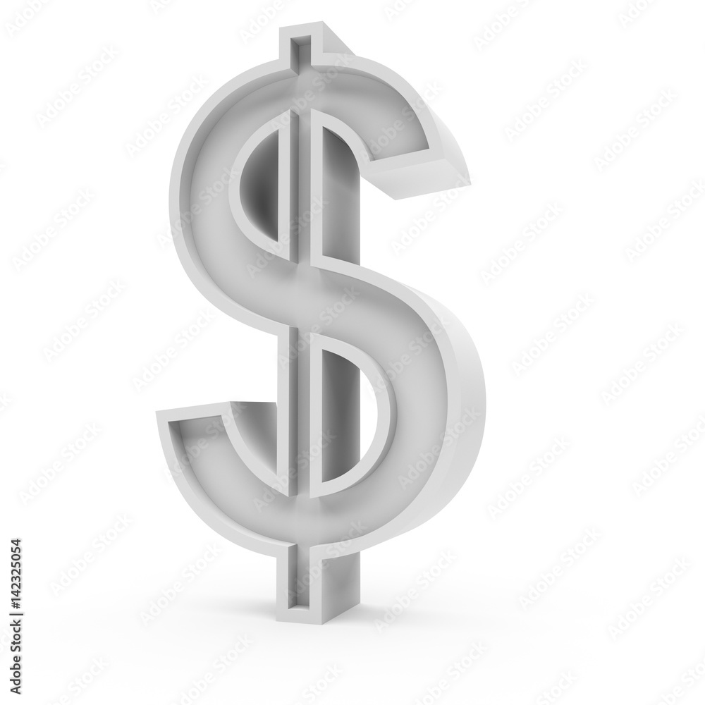 3d Rendering grey material Dollar symbol isolated white background 3d Rendering grey material Dollar symbol isolated white background