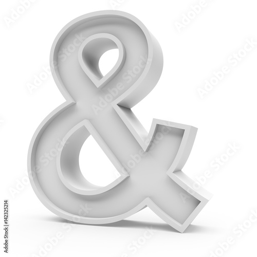 3d Rendering grey material ampersand symbol isolated white background © julien