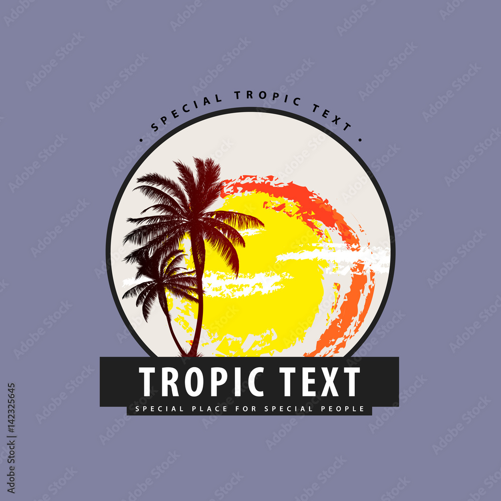 Logo with palm trees and sunset
