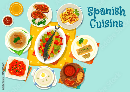 Spanish cuisine healthy lunch icon design