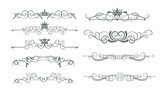 Victorian decorative elements, calligraphic, border, line, rules, frame. Vector set for Your design