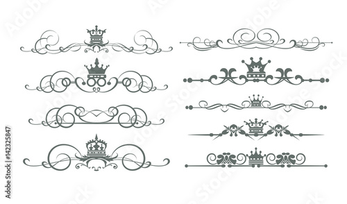 Ornate decorative elements, calligraphic, border, line, rules, frame. Vector set for Your design