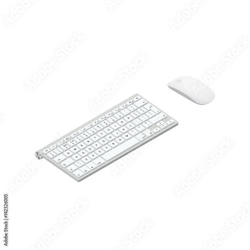 White wireless computer keyboard isolated