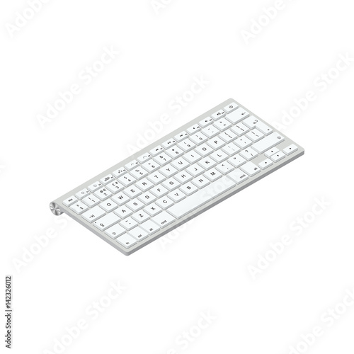 White wireless computer keyboard isolated