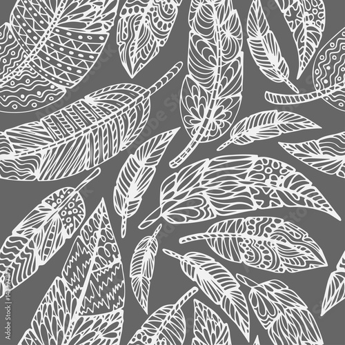 Seamless Ethnic feathers. T...
