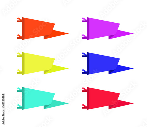Set of adventure pennants flags illustration. Vector collection.