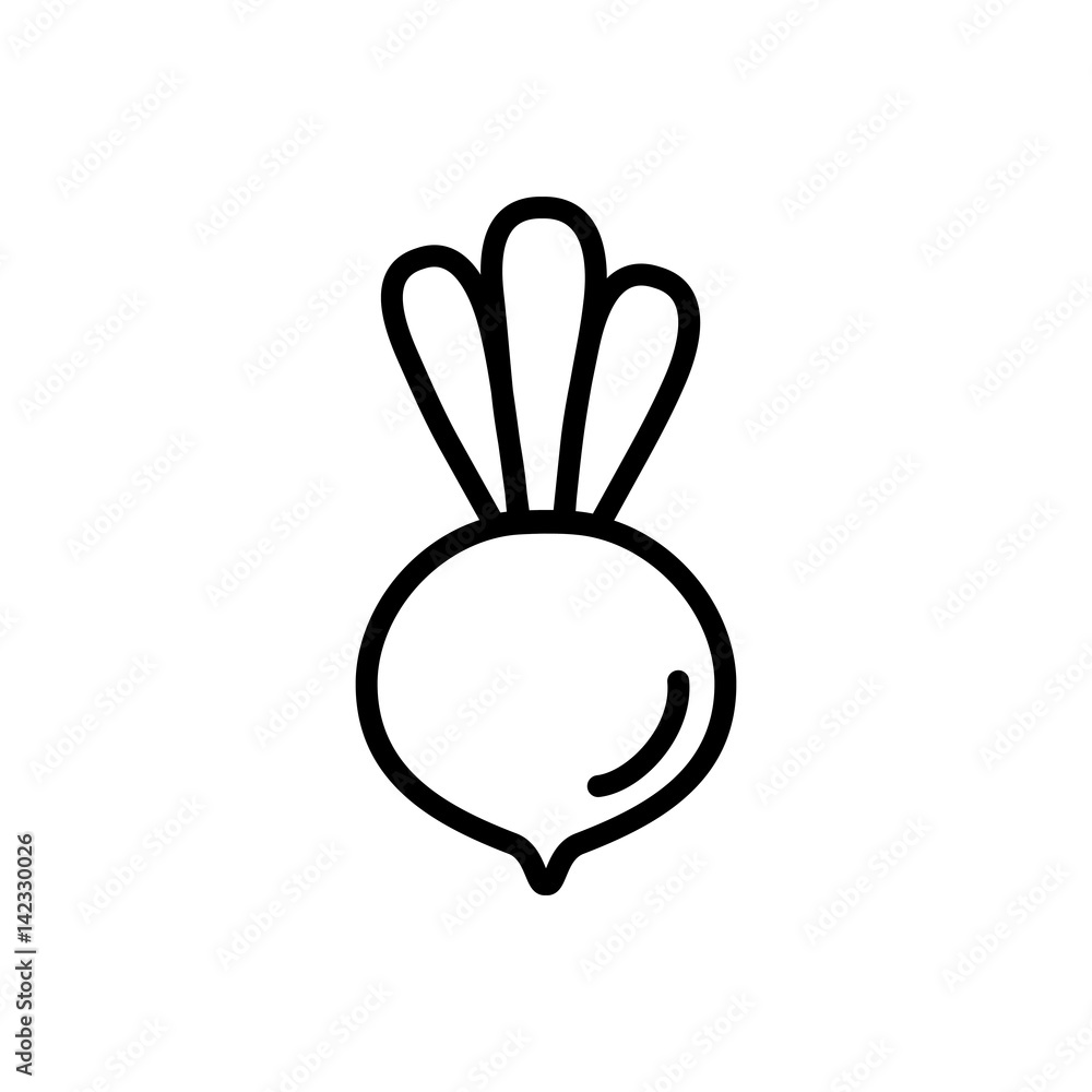 radish beetroot vegetable icon line black on white radish beetroot vegetable icon line black on white