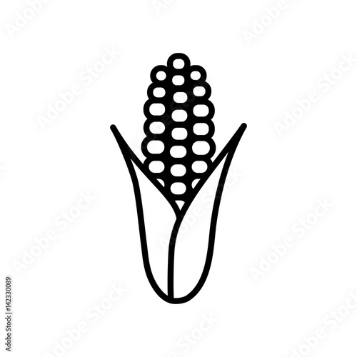 corn corncob sweetcorn vegetable icon line black on white