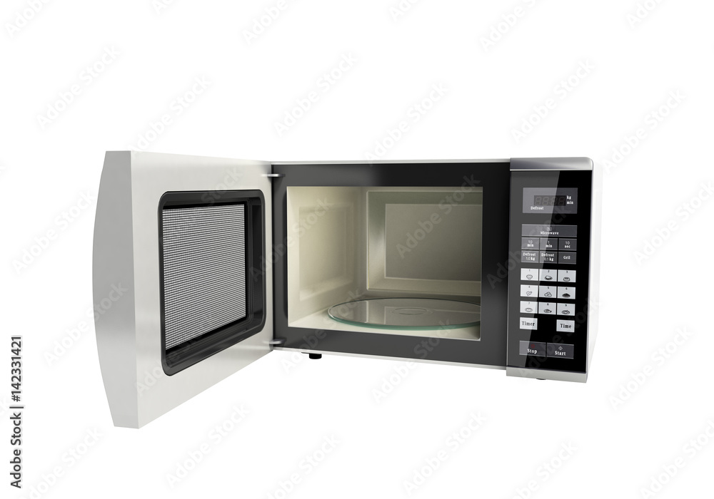 Microwave stove open no shadow 3d illustration Microwave stove open no shadow 3d illustration