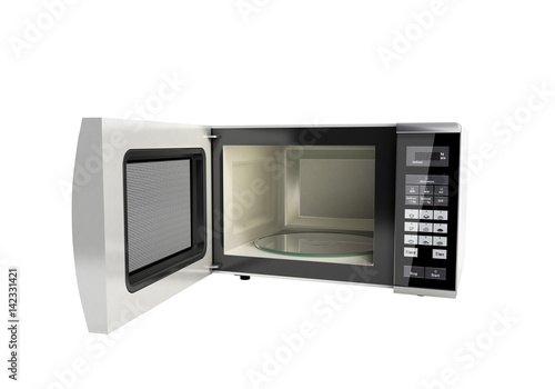 Microwave stove open no shadow 3d illustration