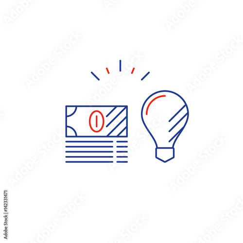 Business idea, financial consulting, money investment strategy, line icon