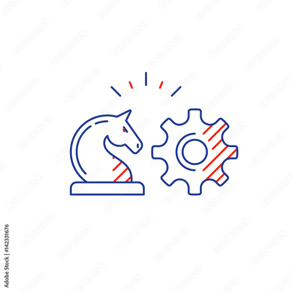 Development strategy, thinking improvement, chess game, smart solutions icon Development strategy, thinking improvement, chess game, smart solutions icon