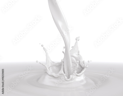 splashing milk on white background,3d render