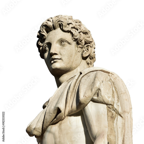 Dioskouri ancient roman statue on Capitoline Hill (isolated on white background)