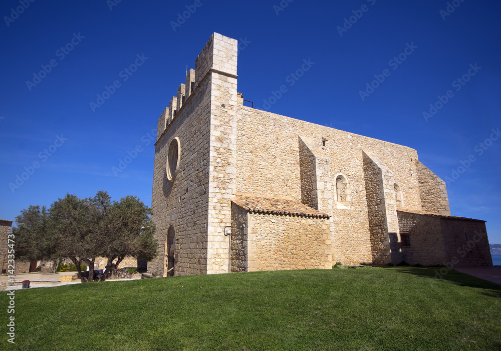 Church medieval village,sant marti of empuries. Catalonia Spain