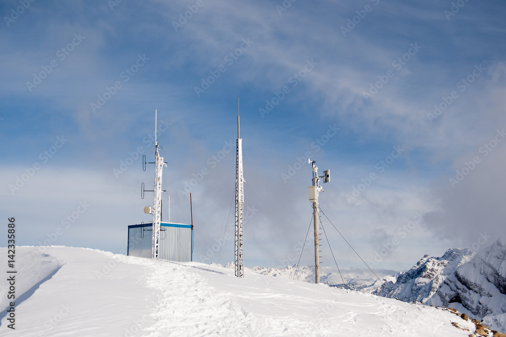 Automatic weather station is on the top of the mountain
