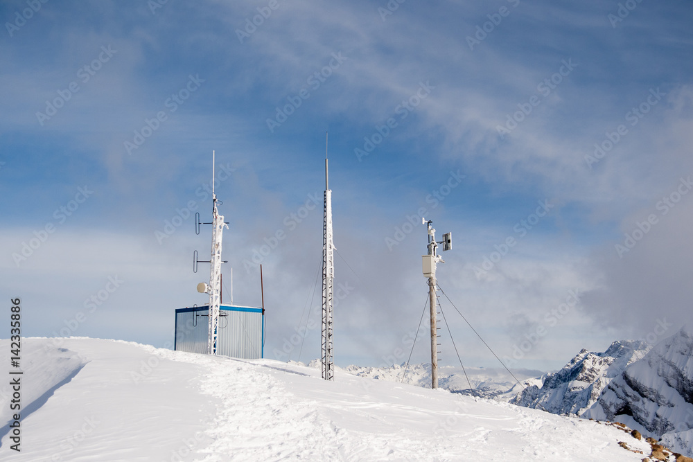 Automatic weather station is on the top of the mountain Automatic weather station is on the top of the mountain