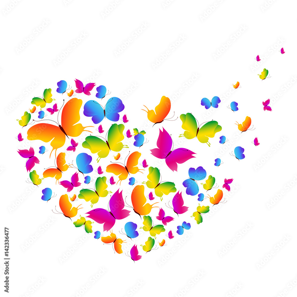 Obraz premium beautiful color butterflies,set, isolated on a white