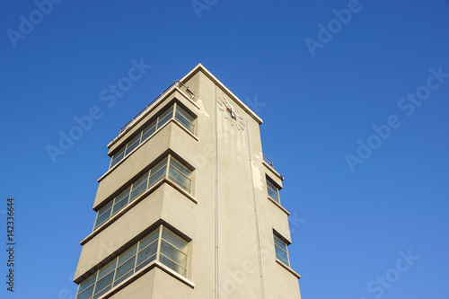 Building from below with sky in the background