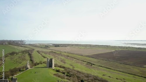 Hadleigh Castle and the Thames Estuary - aerial drone reveal photo