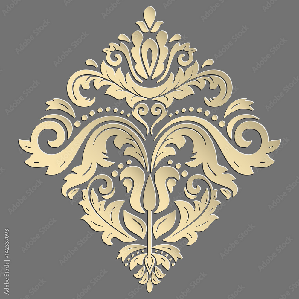 Oriental vector glden pattern with arabesques and floral elements. Traditional classic ornament. Vintage pattern with arabesques