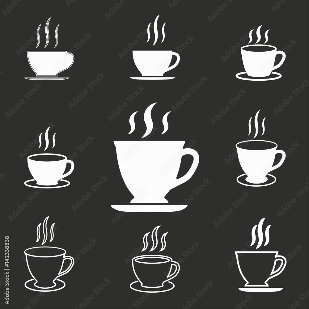 Coffee cup icon set. Coffee cup icon set.