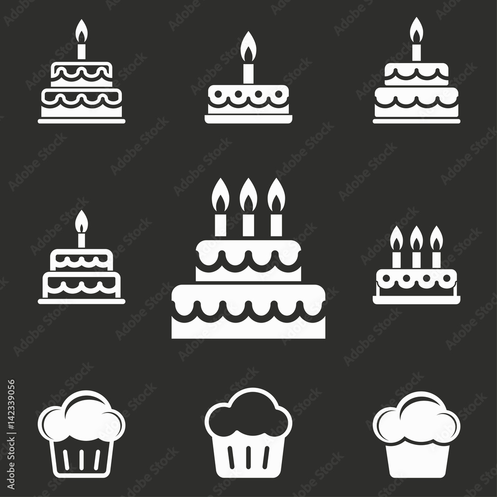 Cake icon set. Cake icon set.