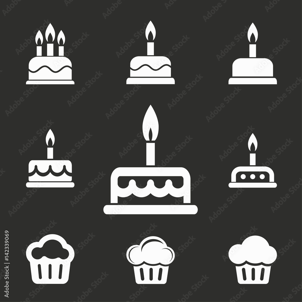 Cake icon set. Cake icon set.