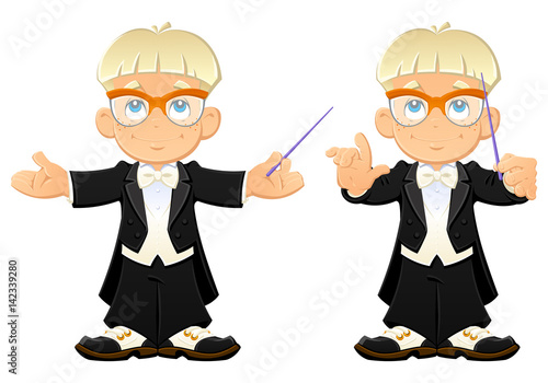 The young bandmaster  conducts.