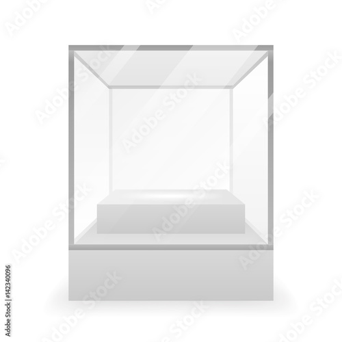 Isolated Glass box 3d realistic shop mockup background design vector illustration
