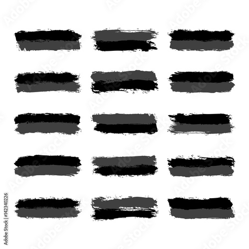 Set Grayscale Brushstroke Paint