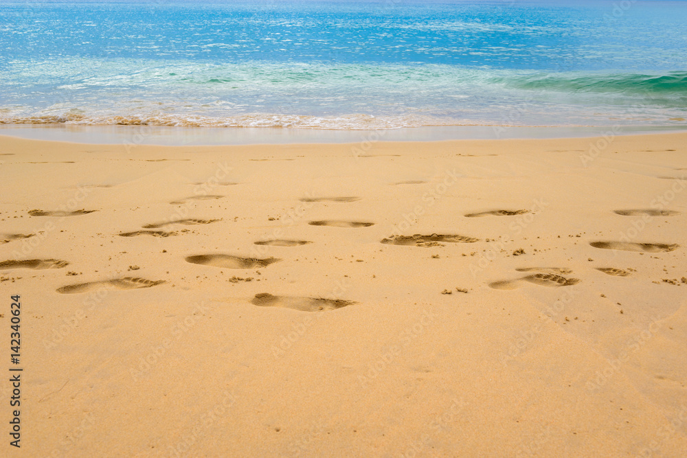 Footmark in the Sand on Beach at Thailand Footmark in the Sand on Beach at Thailand