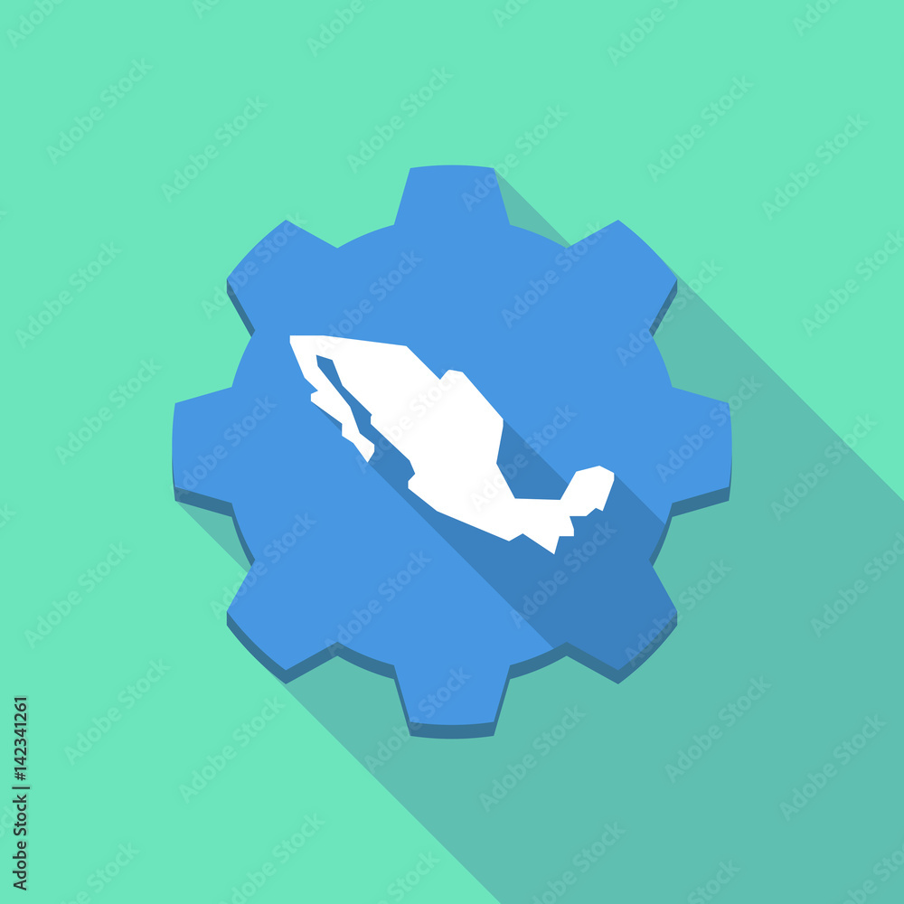 Fototapeta premium Long shadow gear with a map of Mexico